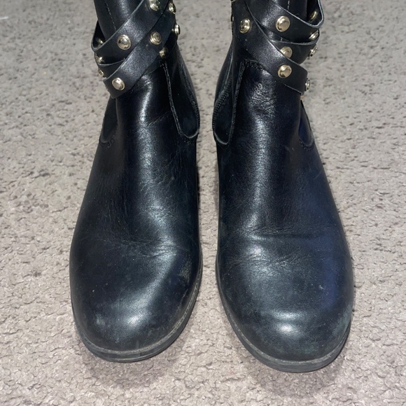 Ladies black leather biker boots - Picture 6 of 7